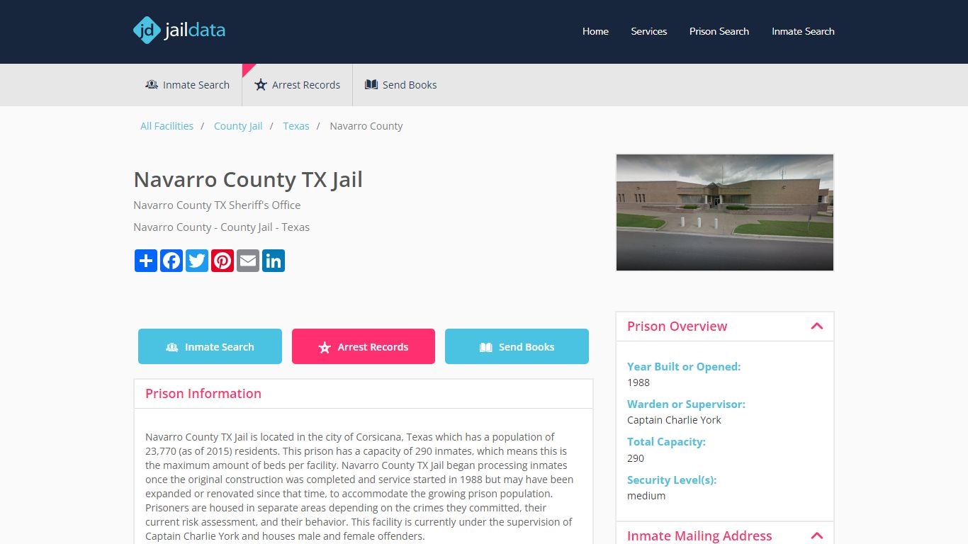 Navarro County TX Jail Inmate Search and Prisoner Info - Corsicana, TX